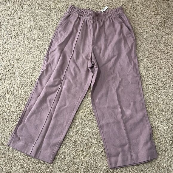 NWT Madewell Breezewoven Pull-On High-Rise Straight Pants Mauve Shadow - Picture 4 of 6